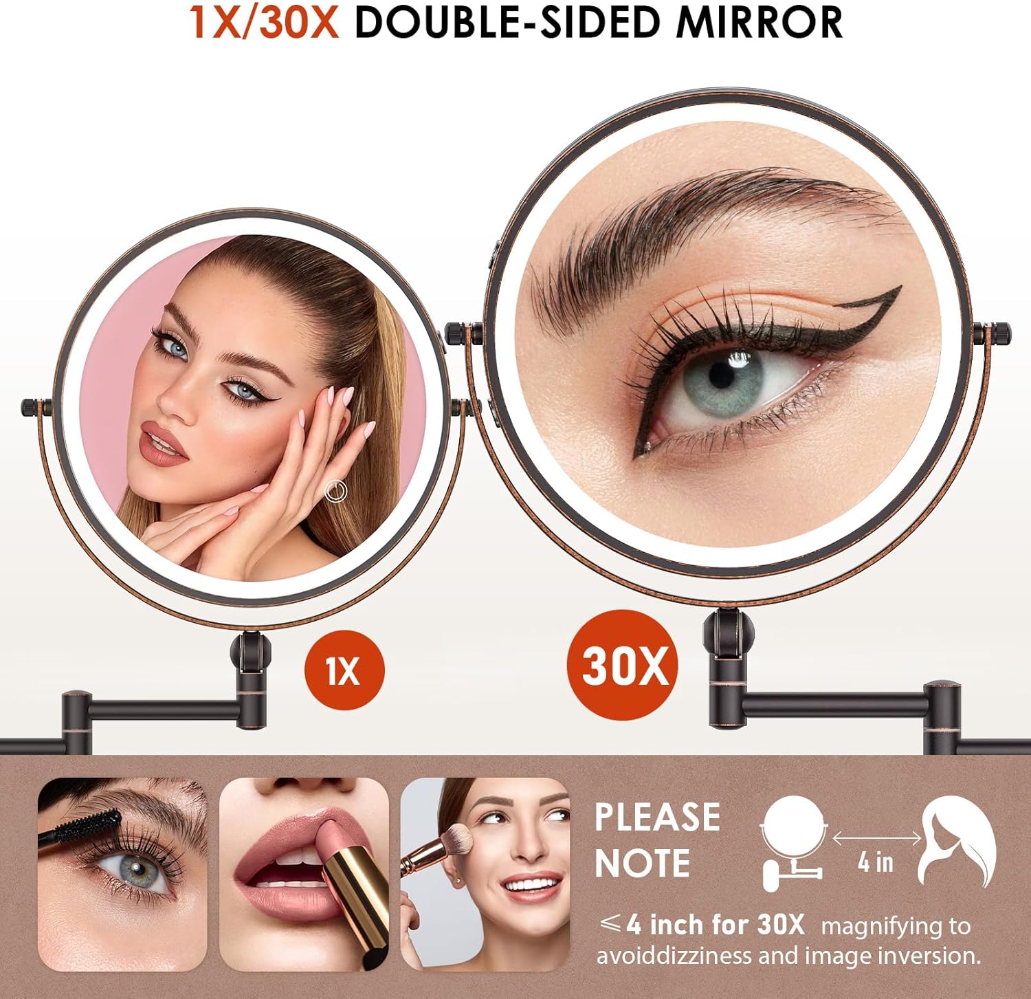 30x/1x lighted wall mounted makeup mirror 30x/1x lighted wall mounted makeup mirror